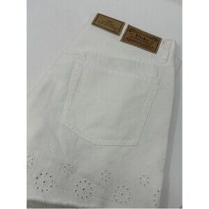 Polo Ralph Lauren Women’s White Eyelet The Sophia Cut Off Denim Size 33